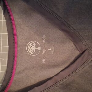 Healing Hands Charcoal V-Neck Scrub Top